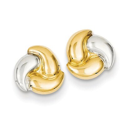 Fancy Post Earrings 14k Gold Polished &amp; Rhodium YE317, MPN: YE317, 191101635519