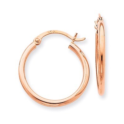 2mm Polished Hoop Earrings 14k Rose Gold TE530, MPN: TE530, 883957290904