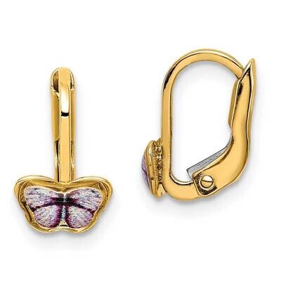 Children&#39;s Enamel Butterfly Hoop Earrings 14k Gold C4788, MPN: C4788, 191101902659