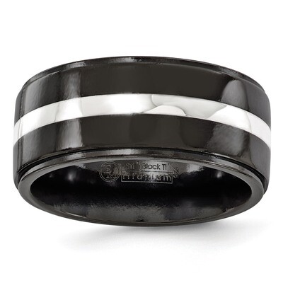 Edward Mirell Black Titanium &amp; Sterling Silver Inlay 10mm Band EMR138 by Edward Mirell, MPN: EMR138…