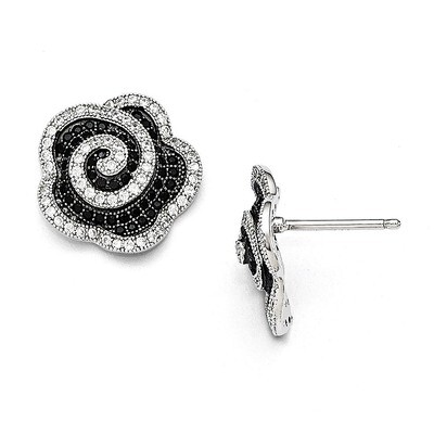 Flower Post Earrings Sterling Silver &amp; Cubic Zirconia QMP1177, MPN: QMP1177, 883957051468