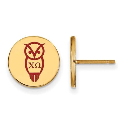 Chi Omega Enameled Post Earrings Gold-plated Silver GP047CHO, MPN: GP047CHO, 886774945668