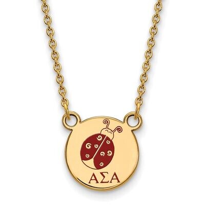 Alpha Sigma Alpha Extra Small Enameled Pendant with 18 Inch Chain Gold-plated Silver GP044ASI-18, M…