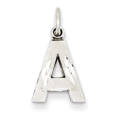 Satin Solid Diamond-cut Initial A Charm 14k White Gold D1282A, MPN: D1282A, 883957862873