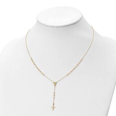 Leslie&#39;s Yellow Rose Gold Cross Y-Drop 1.25 Extender Necklace 14k Gold HB-LF1467-16.5, MPN: LF1467-…