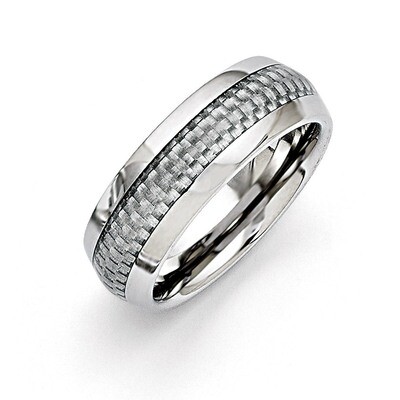 Grey Carbon Fiber 8mm Polished Band - Stainless Steel SR258 by Chisel, MPN: SR258, 886774263922