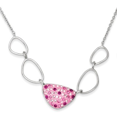 16 Inch Pink Preciosa Crystal Triangle Necklace Sterling Silver QG3451-16, MPN: QG3451-16,