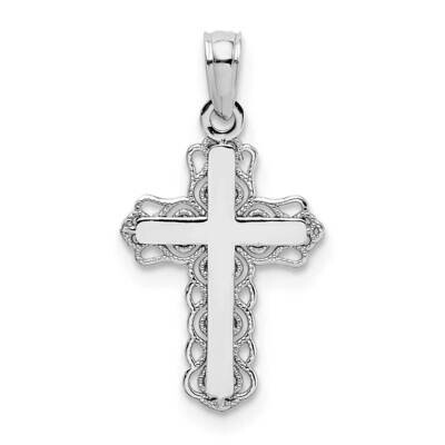 Lace Trim Polished Center Cross Charm 14k White Gold D3501W, MPN: D3501W, 637218180813