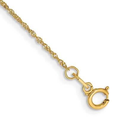 6 Inch 1mm Singapore with Spring Ring Clasp Chain 14k Gold PEN164-6, MPN: PEN164-6, 883957168111