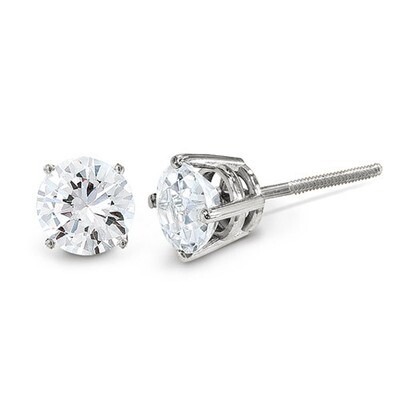 0.85ct Diamond Stud Thread on off Post Earrings 14k White Gold ST3-85W, MPN: ST3-85W, 883957370521