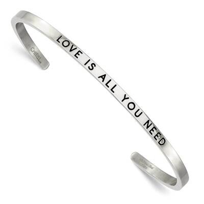 Enamel Crystal All You Need 3mm Cuff Bangle Stainless Steel Polished SRB2674, MPN: SRB2674, 1911018…
