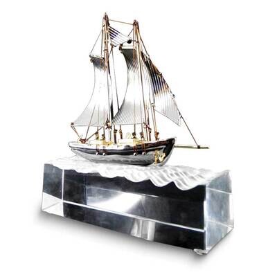 Crystal and Metal Sail Boat Desk Sculpture Award GM24220, MPN: GM24220,