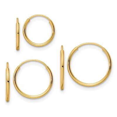 Endless Hoop 3 Piece Set 14k Gold Polished TF2004SET, MPN: TF2004SET, 716838291687