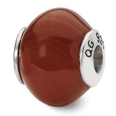 Red Brown Agate Stone Bead - Sterling Silver QRS1685, MPN: QRS1685, 883957308890