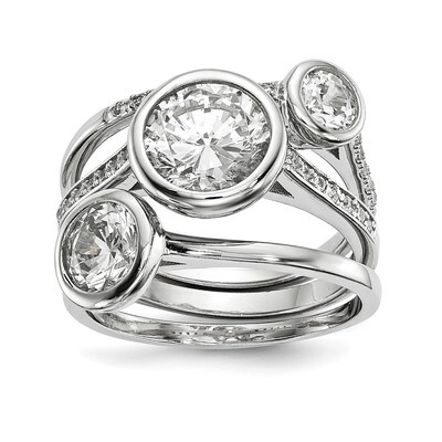 CZ Diamond 3-Ring Set Sterling Silver Rhodium-plated QR6630, MPN: QR6630, 886774014029