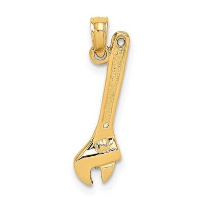 Adjustable Wrench Charm 14k Gold 3-D K7219, MPN: K7219, 637218062041