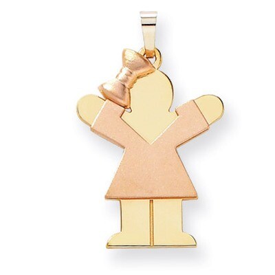 Girl with Bow on Left Engravable Charm 14k Two-tone Gold Large XK245, MPN: XK245, 883957377407