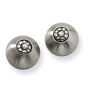 Brushed with Synthetic Diamond Post Earrings - Stainless Steel SRE311 by Chisel, MPN: SRE311, 88677…