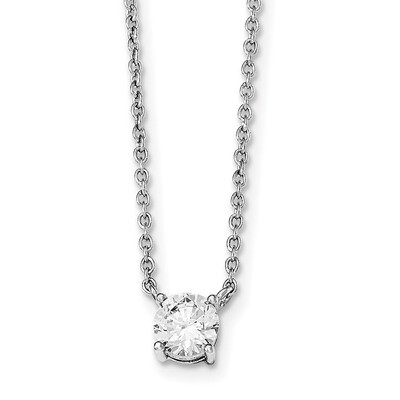 CZ Diamond with 1 inch Extender Necklace 16.5 Inch Sterling Silver Rhodium-plated QG3990-16.5, MPN:…