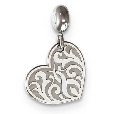 Memi Heart Charm Sterling Silver Rhodium-plated ME144-SS, MPN: ME144-SS,
