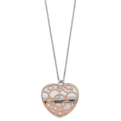 Sterling Silver Rhodium-plated &amp; Rose-tone Heart Necklace QPRF318-18