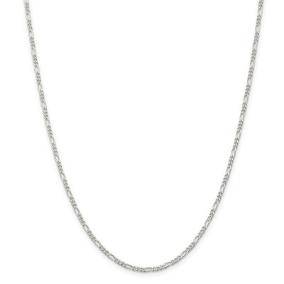 16 Inch 2.25mm Figaro Chain Sterling Silver Rhodium-plated QFG060R-16, MPN: QFG060R-16, 886774113746