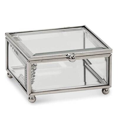 Small Square Silver-tone Claro Glass Box GM21821, MPN: GM21821, 47105036473