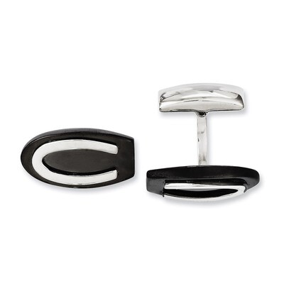 Black IP-plated Oval Cufflinks - Stainless Steel SRC223 by Chisel, MPN: SRC223, 886774973524
