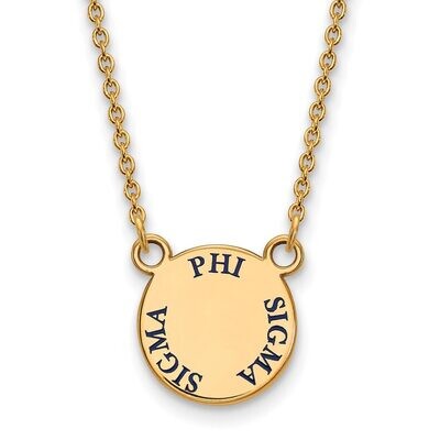 Phi Sigma Sigma Extra Small Enameled Pendant with 18 Inch Chain Gold-plated Silver GP014PSS-18, MPN…