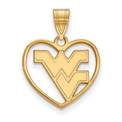 West Virginia University Pendant in Heart Gold-plated Silver GP017WVU, MPN: GP017WVU, 886774922058