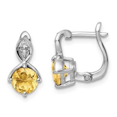 1.90T.W. Citrine Wt Topaz Hinged Earrings Sterling Silver Rhodium-Plated QE16642CI, MPN: QE16642CI,…