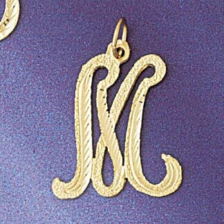 Dazzlers Jewelry Initial M Classic Pendant Necklace Charm Bracelet in Yellow, White or Rose Gold 95…