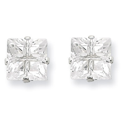 6mm Square Diamond 4 Prong Stud Earrings Sterling Silver QE7513, MPN: QE7513, 883957400358