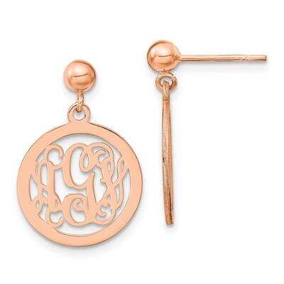 Polished Monogram Post Dangle Earrings Sterling Silver Rose-plated XNE16RP, MPN: XNE16RP,