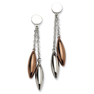 Chocolate IP plated Dangle Post Earrings - Stainless Steel SRE216 by Chisel, MPN: SRE216, 883957509…