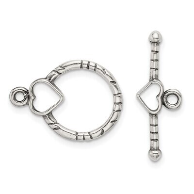 Antiqued Heart Toggle Set Sterling Silver SS3471, MPN: SS3471,