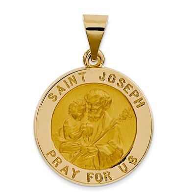 Saint Joseph Medal Pendant 14k Gold Polished and Satin XR1339, MPN: XR1339, 883957486390