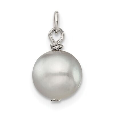 8mm Grey Freshwater Cultured Pearl Charm Sterling Silver SS4964G, MPN: SS4964G,