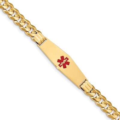 8 Inch Medical Soft Diamond Shape Red Enamel Curb ID Bracelet 14k Gold XM583CC-8, MPN: XM583CC-8, 1…