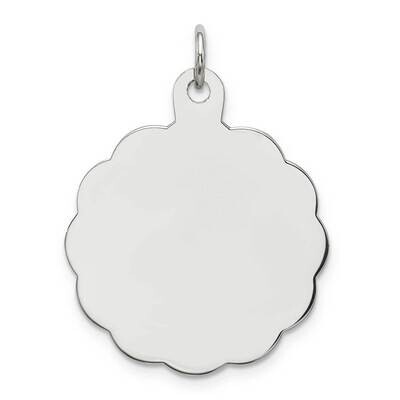 Engraveable Polished Front/Satin Back Disc Charm Sterling Silver Rhodium-plated QM416, MPN: QM416, …