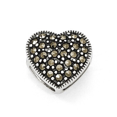 Marcasite Heart Pendant Sterling Silver QP3942