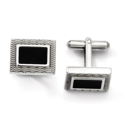 Black Enamel Cufflinks - Stainless Steel SRC211 by Chisel, MPN: SRC211, 886774621418