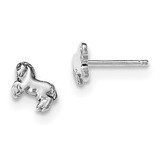 Children&#39;s Horse Post Earrings Sterling Silver Rhodium-plated QE11836, MPN: QE11836, 191101230868