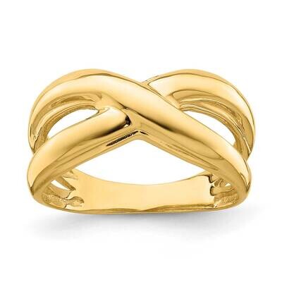 Cut Out Sides X Dome Ring 14k Gold Polished R707, MPN: R707, 196904051498