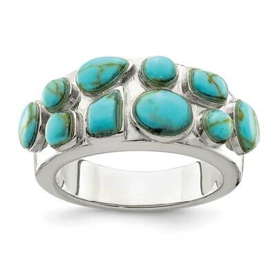 Synthetic Turquoise Inlay Ring Sterling Silver QR6990, MPN: QR6990, 886774081724