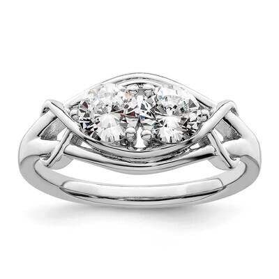 CZ Diamond Ring Sterling Silver Rhodium-Plated QR7307, MPN: QR7307,