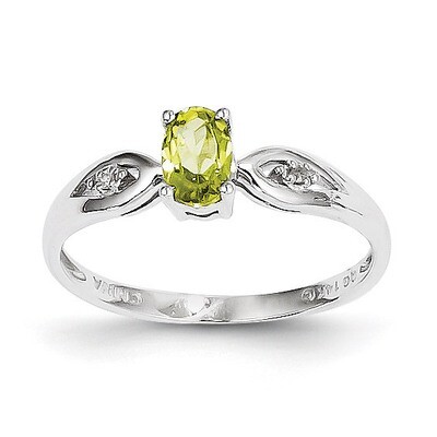 Peridot Diamond Ring 14k White Gold Genuine XBS317, MPN: XBS317, 883957548098