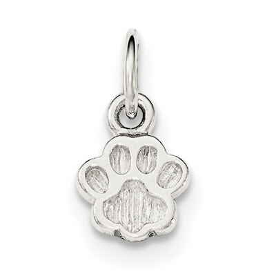 Paw Print Charm Sterling Silver Polished and Textured QC8873, MPN: QC8873, 886774759845