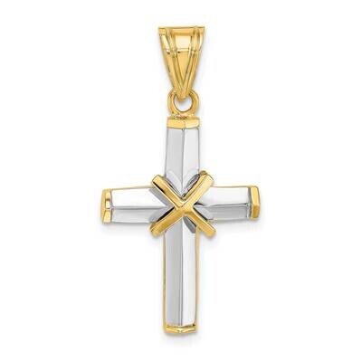 Polished Cross Charm 14k Gold Rhodium K9730, MPN: K9730,