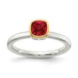 Created Ruby Ring Sterling Silver with 14k Gold Accent QTC1742, MPN: QTC1742, 883957235363